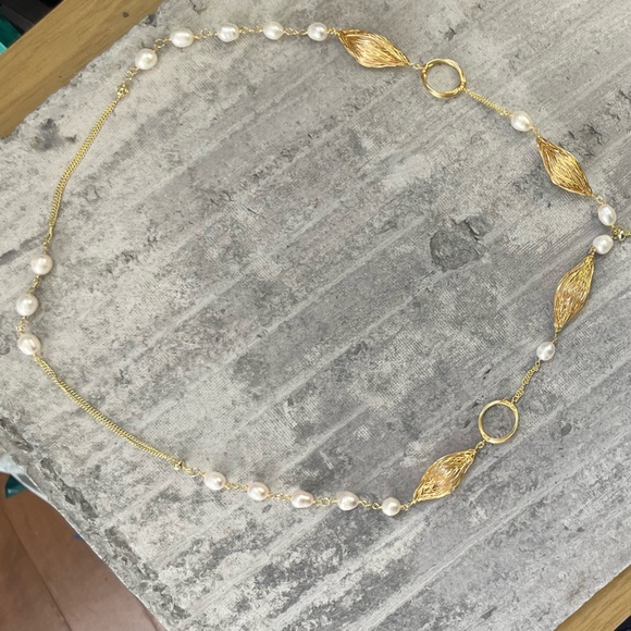 14k E plated Gold FWC Pearl Wire wrapped nested pearl adjustable dangling accent - Picture 8 of 8